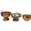 Image 2 : 5 Piece Group of Copper Kitchenware - Chafing Dish & Fondue Base, Round Bottom Double Boiler Pot & C