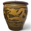 Image 1 : Chinese Large Size Glazed Pottery Dragon Egg Pot with Blue Interior - Excellent as a planter (20" ta