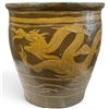 Image 1 : Chinese Medium Size Glazed Pottery Dragon Egg Pot with Blue Interior - Excellent as a planter (17" t