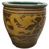 Image 3 : Chinese Medium Size Glazed Pottery Dragon Egg Pot with Blue Interior - Excellent as a planter (17" t