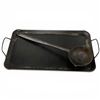 Image 1 : Vintage Cast Ladle on Griddle Tray (Handle of Ladle is 14", Griddle Tray is 12" X 20")