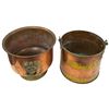 Image 3 : 3 Copper & Brass and 1 Art Pottery Planters (Largest is: 10" tall x 12" diameter)