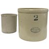 Image 1 : 2 Gallon Medalta Stoneware Crock & Smaller Crock with No Name - No Lids