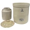 Image 1 : 3 Imperial Gallon Medalta Stoneware Crock & Smaller Crock with No Name -1 Lid