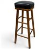 Image 1 : Wood Stool with Vegan Leather Top - 32" Tall