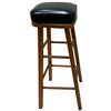 Image 2 : Wood Stool with Vegan Leather Top - 32" Tall