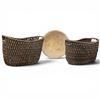 Image 1 : 2 Woven Water Hyacinth Baskets and 17" Diameter Wood Bowl