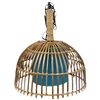 Image 3 : Rivièra Maison San Carlos Pendant Lamp - Bamboo cage design and blue inner shade