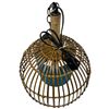 Image 4 : Rivièra Maison San Carlos Pendant Lamp - Bamboo cage design and blue inner shade