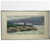 Image 1 : Original Mary Crawford Watercolour of Coastal Boathouses - Signed - (Frame dimensions: 30" x 18.5")
