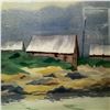 Image 3 : Original Mary Crawford Watercolour of Coastal Boathouses - Signed - (Frame dimensions: 30" x 18.5")
