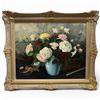 Image 1 : Original Boris Krilov Oil Painting on Canvas "Still Life with Flowers" Signed by Artist (Frame dimen