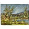Image 1 : Original Lillian R. Dowling Post Impressionist Oil Painting - (Unframed Canvas Board: 12" X 9")