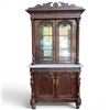 Image 10 : French Renaissance Revival Carved Oak Hunt Cabinet (white marble top, barley-twist columns, and orna