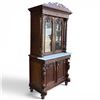 Image 1 : French Renaissance Revival Carved Oak Hunt Cabinet (white marble top, barley-twist columns, and orna