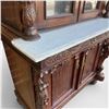 Image 4 : French Renaissance Revival Carved Oak Hunt Cabinet (white marble top, barley-twist columns, and orna