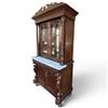 Image 5 : French Renaissance Revival Carved Oak Hunt Cabinet (white marble top, barley-twist columns, and orna