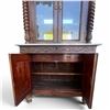 Image 6 : French Renaissance Revival Carved Oak Hunt Cabinet (white marble top, barley-twist columns, and orna