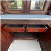 Image 7 : French Renaissance Revival Carved Oak Hunt Cabinet (white marble top, barley-twist columns, and orna