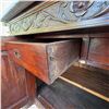 Image 8 : French Renaissance Revival Carved Oak Hunt Cabinet (white marble top, barley-twist columns, and orna
