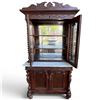 Image 9 : French Renaissance Revival Carved Oak Hunt Cabinet (white marble top, barley-twist columns, and orna
