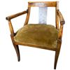 Image 3 : Antique Directoire-Style Oak Arm Chair with Green Velvet Upholstery & Nail Head Detail
