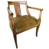 Image 4 : Antique Directoire-Style Oak Arm Chair with Green Velvet Upholstery & Nail Head Detail