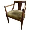 Image 2 : Antique Directoire-Style Oak Arm Chair with Green Velvet Upholstery & Nail Head Detail