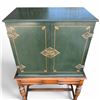 Image 4 : Dutch Raised Chinoiserie Cabinet with Brass Hardware (13.5" x 28" x 51.5" tall)