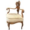 Image 3 : Louis XV Style Carved Walnut Corner Chair with Pierced Splat Back and Floral Tapestry Seat