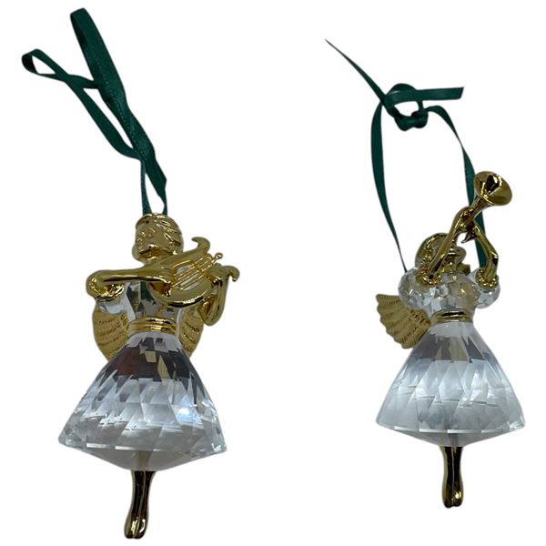997 & 1998 Swarovski Crystal Angel Musicians Christmas Ornaments with Original  Boxes