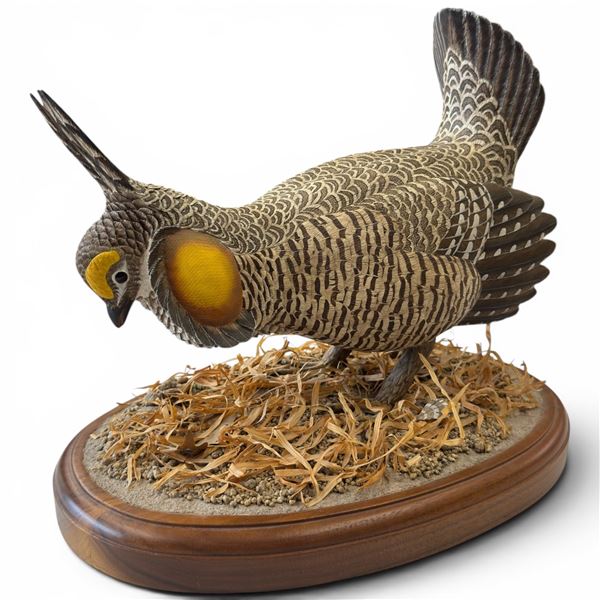 1999 Rusty Rutherford "Greater Prairie Chicken" Hand Carved & Painted Bird