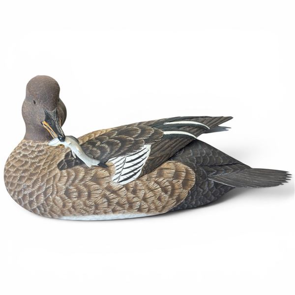 Unsigned Rusty Rutherford Style "Female Hooded Merganser" Hand Carved Duck Decoy
