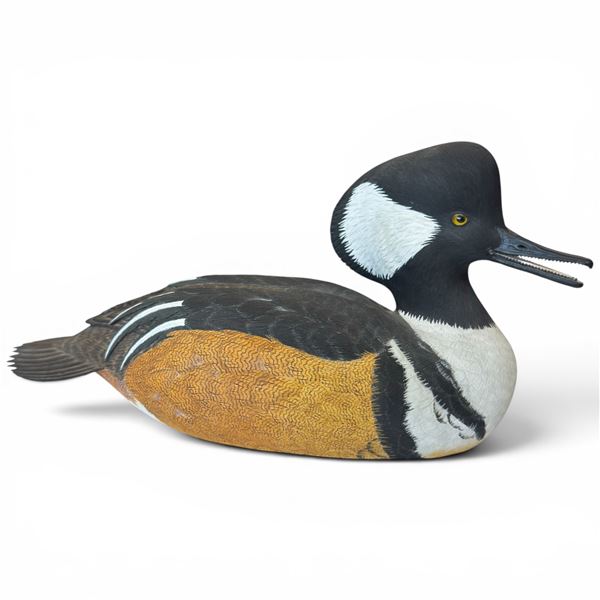October 1997 Rusty Rutherford "Male Hooded Merganser" Hand Carved Duck Decoy