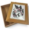 Image 1 : "The Raven" Clarence Wells Ceramic Tile Topped Wood Keepsake Box 10.5x8.75x2.25"