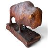 Image 2 : Hand Carved Wood Bison in Spruce Signed Harry 7.5x3.5x6.5"