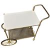 Image 1 : Vintage Brass Bar Cart with Removable White Top (Main Body Measures: 24" X 17" X 24" Tall)