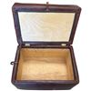 Image 2 : Brown Leather Ottoman with Hinged Lid for Storage and on Castors 24.5x16x20"
