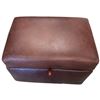 Image 3 : Brown Leather Ottoman with Hinged Lid for Storage and on Castors 24.5x16x20"