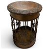 Image 1 : Cylindrical Palm Tree Design Side Table with Bronze-Toned Metal Accents (30" tall x 20" diameter)