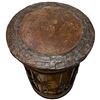 Image 2 : Cylindrical Palm Tree Design Side Table with Bronze-Toned Metal Accents (30" tall x 20" diameter)