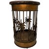 Image 3 : Cylindrical Palm Tree Design Side Table with Bronze-Toned Metal Accents (30" tall x 20" diameter)