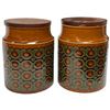 Image 1 : Pair of 1975 Hornsea England "Bronte" Canisters - Glazed Pottery Jars (6" diameter x 5" diameter)