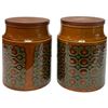 Image 3 : Pair of 1975 Hornsea England "Bronte" Canisters - Glazed Pottery Jars (6" diameter x 5" diameter)