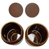 Image 4 : Pair of 1975 Hornsea England "Bronte" Canisters - Glazed Pottery Jars (6" diameter x 5" diameter)