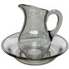 Image 1 : Vintage Glass Lavabo Set - Slightly Smoked Glass - Bowl is 13" diameter