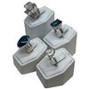 Image 2 : 4 New Rings Stamped .925 (Clear and Sapphire Crystal) longest ring face is 20 mm * Total weight: 25