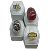 Image 2 : 4 New Rings Stamped .925 (Natural Stone, Citrine Crystal and Lucite) longest ring face is 31mm * Tot