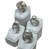 Image 2 : 4 New Rings Stamped .925 (Faux Pearl and Crystal) longest ring face is 17 mm * Total weight: 37 gram