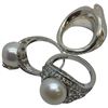 Image 3 : 4 New Rings Stamped .925 (Faux Pearl and Crystal) longest ring face is 17 mm * Total weight: 37 gram